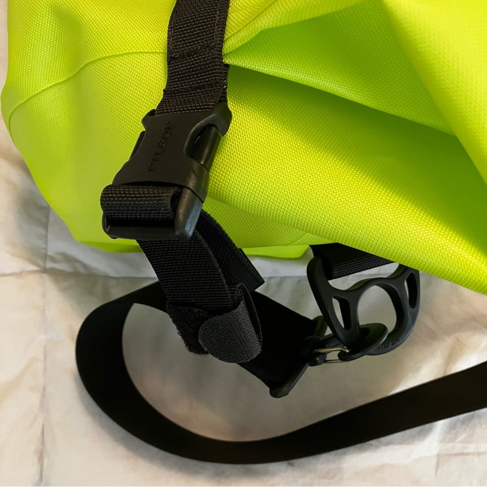 Filson Neon Yellow Waterproof Duffel with Black Straps - Picture 12 of 13